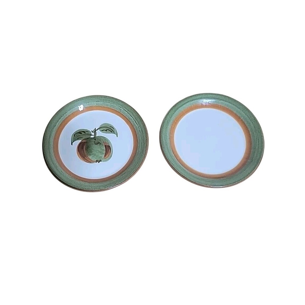 Stangl Pottery‎ Fruit Flowers Hand Painted Bread Butter Plates Green Set of 2